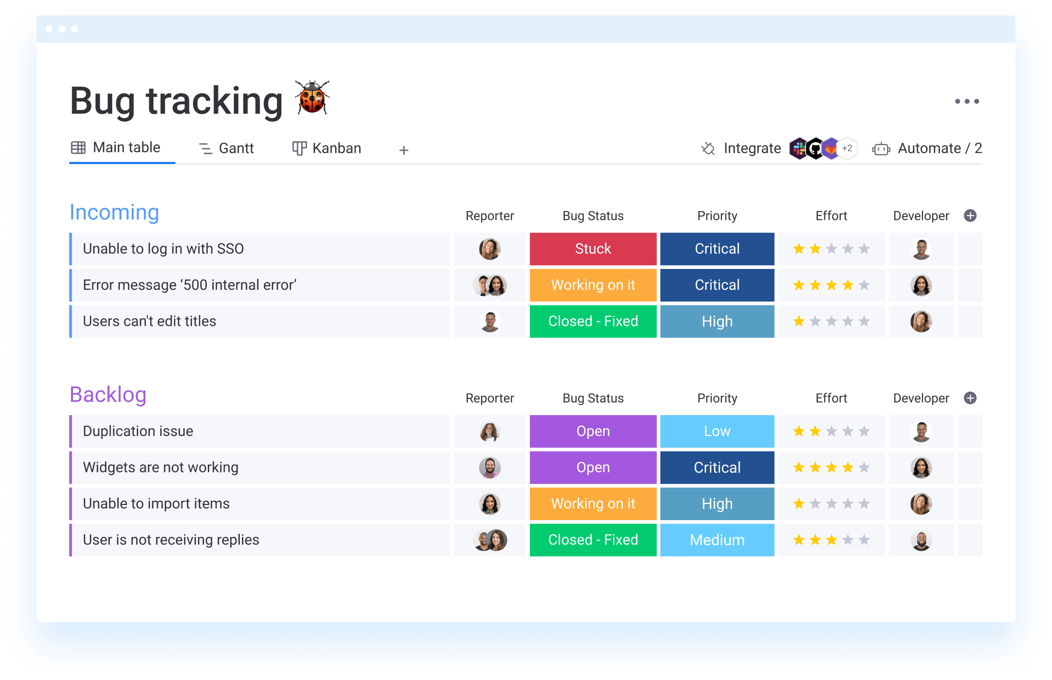 Bug tracking mobile